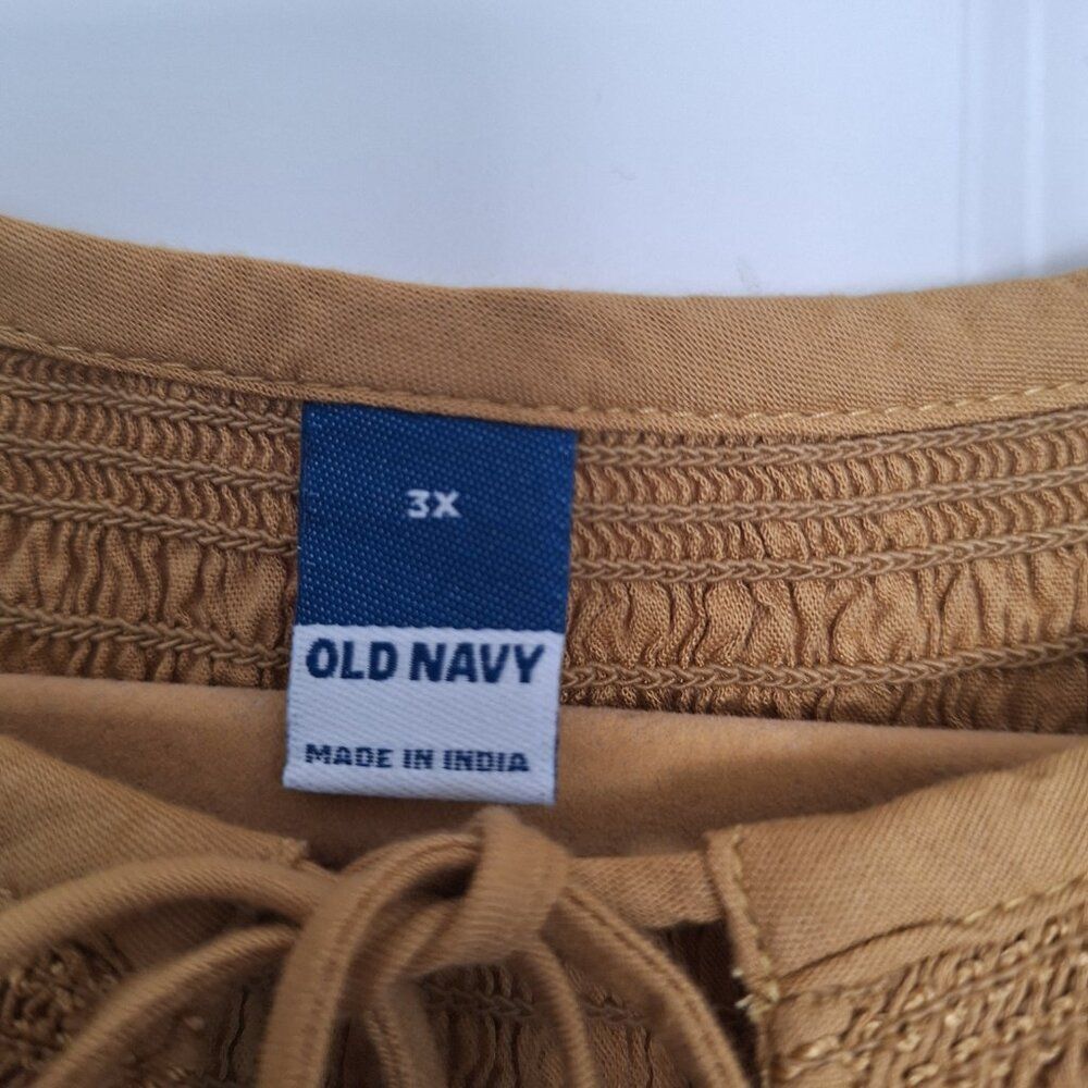 OLD Navy Tan Cotton  viscose  Women's Blouse size 3X‎ - Picture 3 of 8